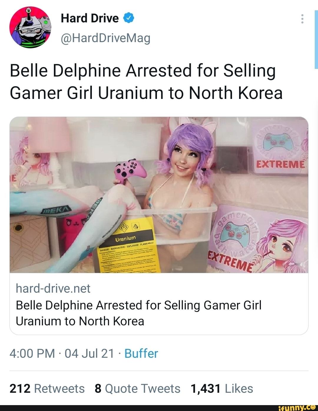LADbible on X: 'Gamer Girl', Belle Delphine, 19, is selling jars of her  own used bath water for £24 a pop. The internet is a strange place isn't  it?  / X