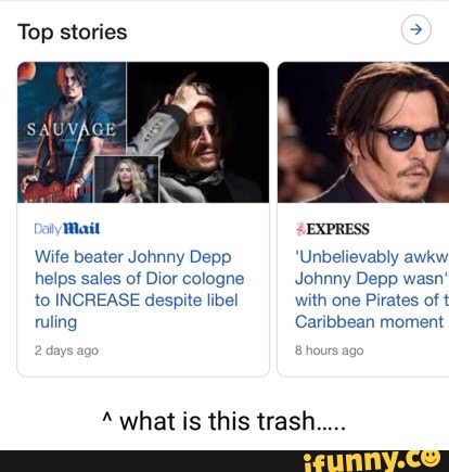 Top stories Mail Wife beater Johnny Depp Unbelievably awkw helps sales ...