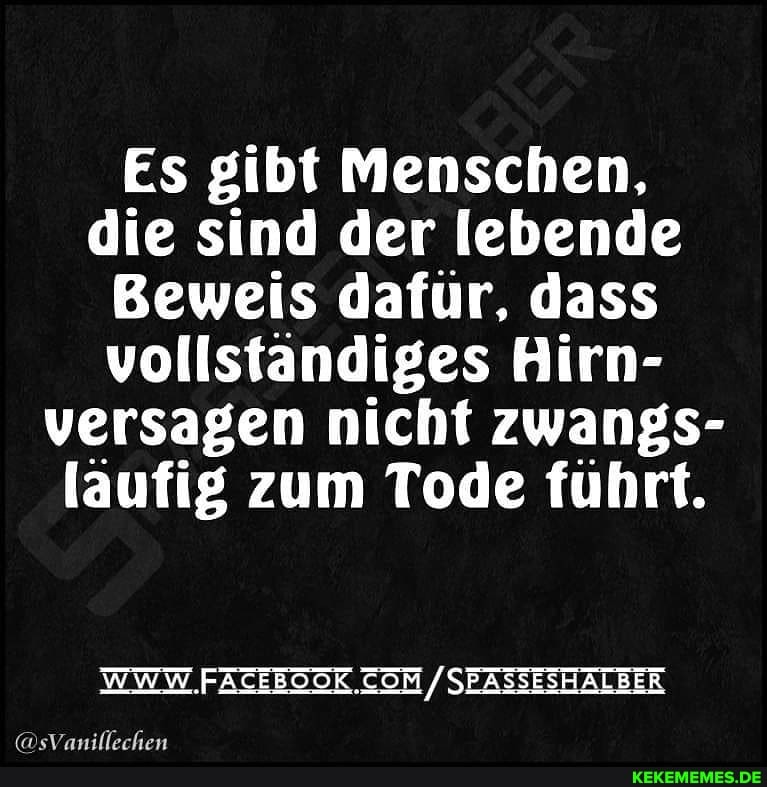 Es gibt Menschen, die sind der lebende
Beweis dafür, dass vollständiges Hirn- versagen nicht zwangs- läufig zum Tode führt.
WWW. /SEASSESHALBER