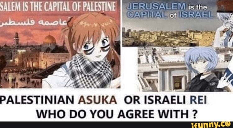 SALEM IS THE CAPITAL OF PALESTINE JERUSALEM CAPITAL of is the ISRAEL
= CAPITAL of ISRAEL
PALESTINIAN ASUKA Rel
WHO DO YOU AGREE WITH ?
