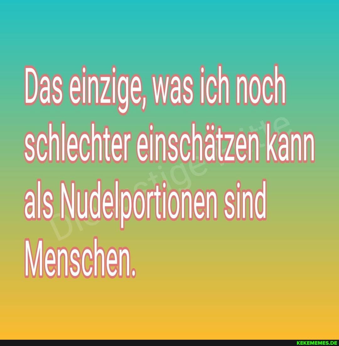 Das einzige, was ich noch schlechter einschätzen Kann als Nudelportionen sind
Menschen,