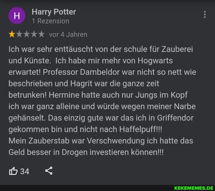 Harry Potter 1 Rezension vor Jahren Ich war sehr enttäuscht von der schule für