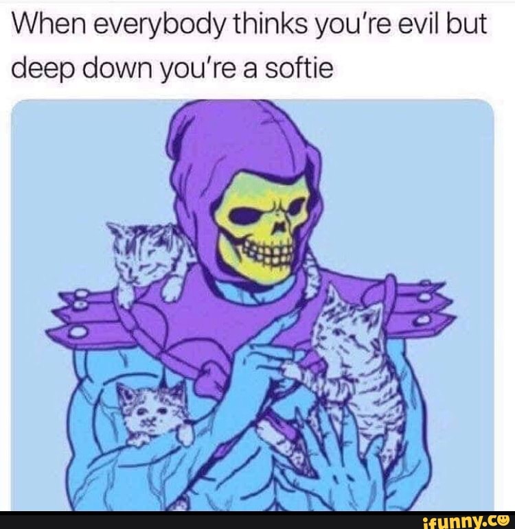 re evil but
When everybody thinks you evil but
deep down you're a softie