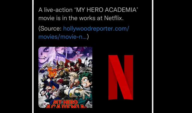 Filme live-action de Boku No Hero está em desenvolvimento pela Netflix tem  8 I - iFunny Brazil