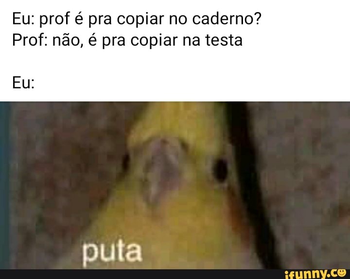 Eu: prof é pra copiar no caderno?
Prof: não, é pra copiar na testa
Eu:
puta