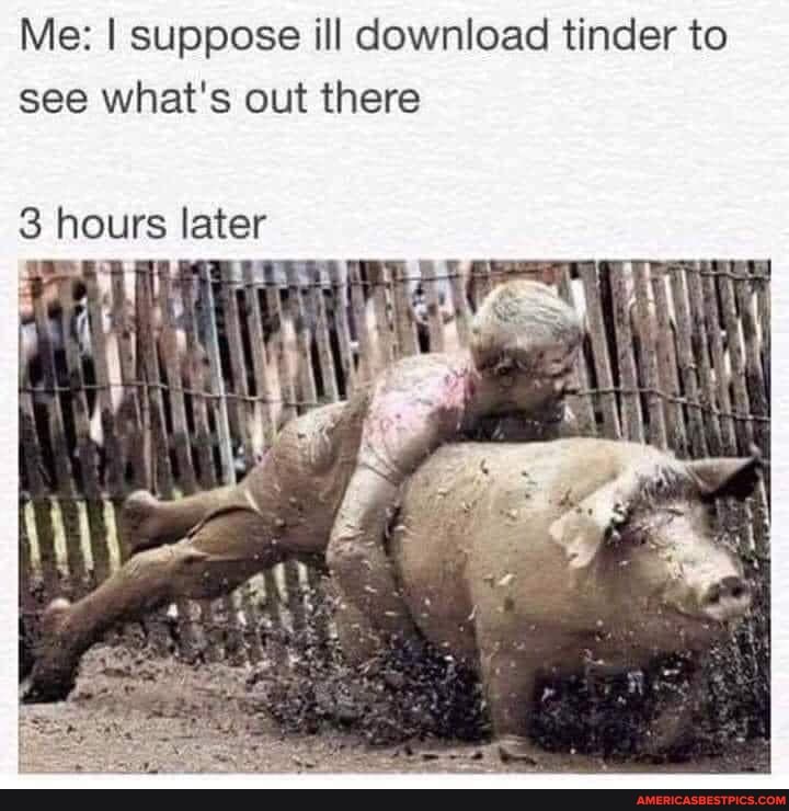 Me: I suppose ill download tinder to see what's out there
hours later