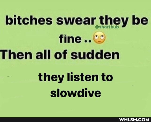 bitches swear they be fine
Then all of sudden
they listen to slowdive