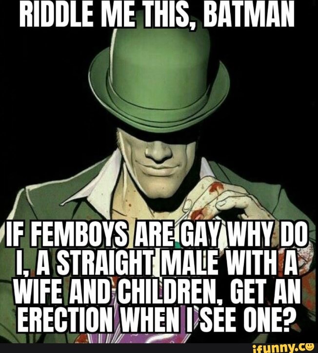 Riddle Me This Batman If Femboys Do A Straight Male With A Wife And Children Get An Erection When I See One Ifunny