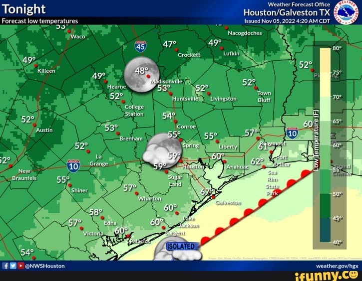 Weather Forecast Office Tonight Houston Galveston TX Forecast low