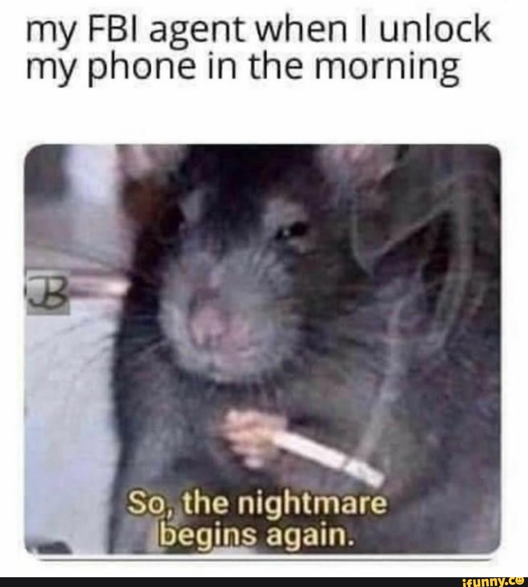 my FBI agent when I unlock
my phone in the morning
So, the nightmare
ibegins again.
