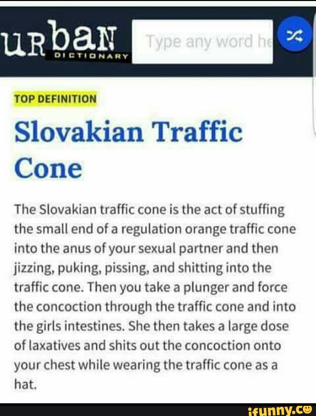 TOP DEFINITION Slovakian Traffic Cone The Slovakian traffic cone is t...