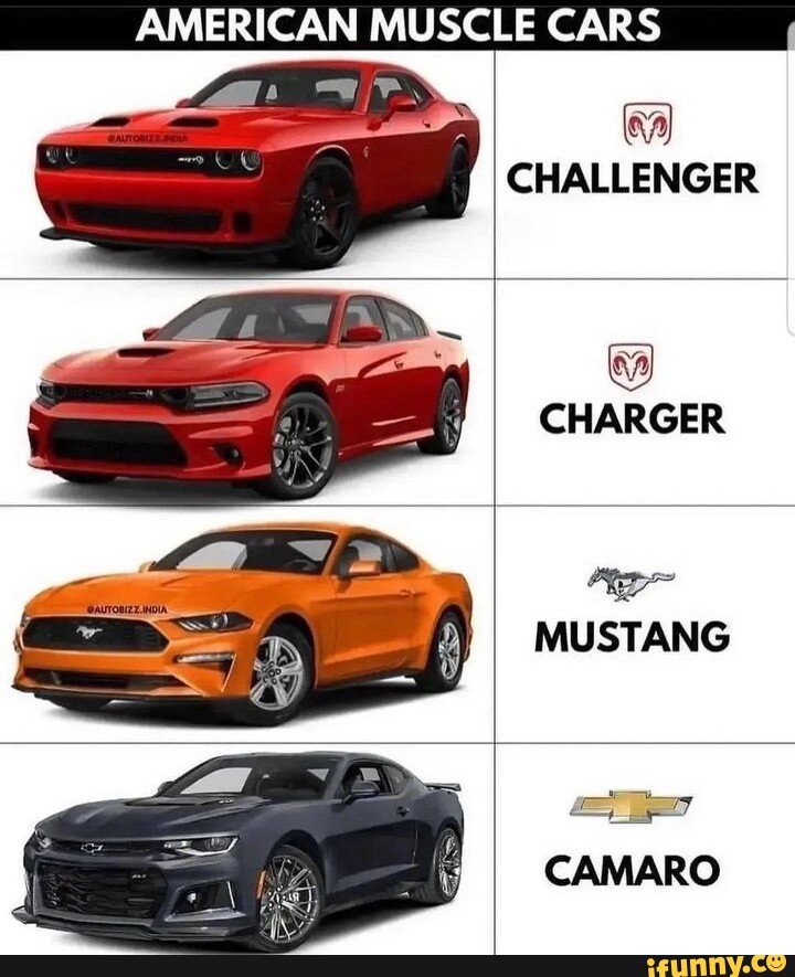 AMERICAN MUSCLE CARS CHARGER (na) CHALLENGER MUSTANG CAMARO - iFunny Brazil