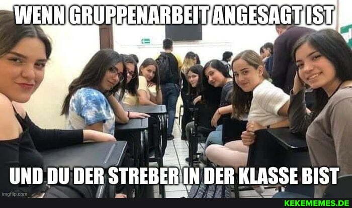 WENN GRUPPENARBEIT;
UND DU DER STREBER IN DER KLASSE BIST