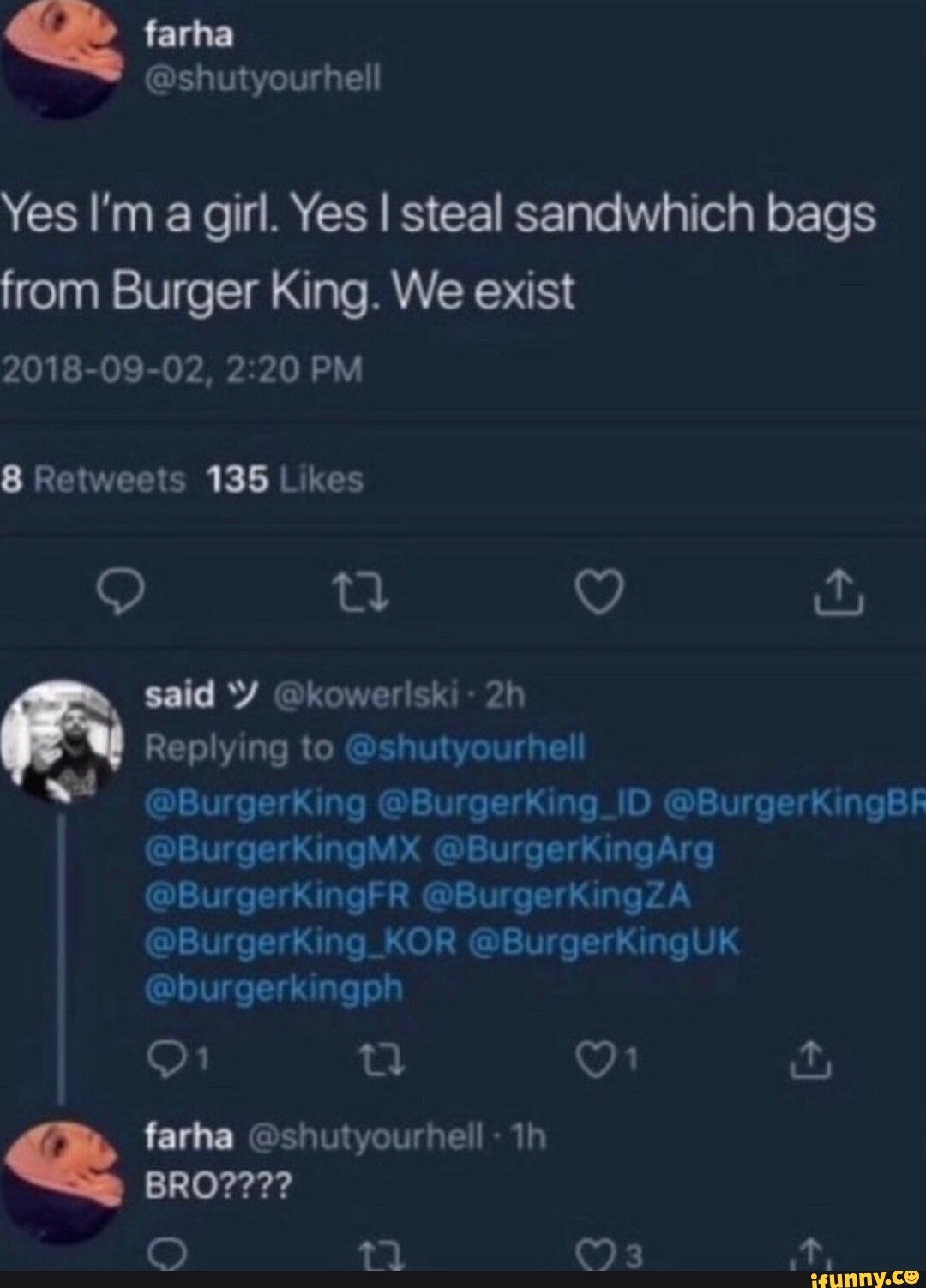 Yes I'm a girl. Yes I steal sandwhich bags from Burger King. We exist ...