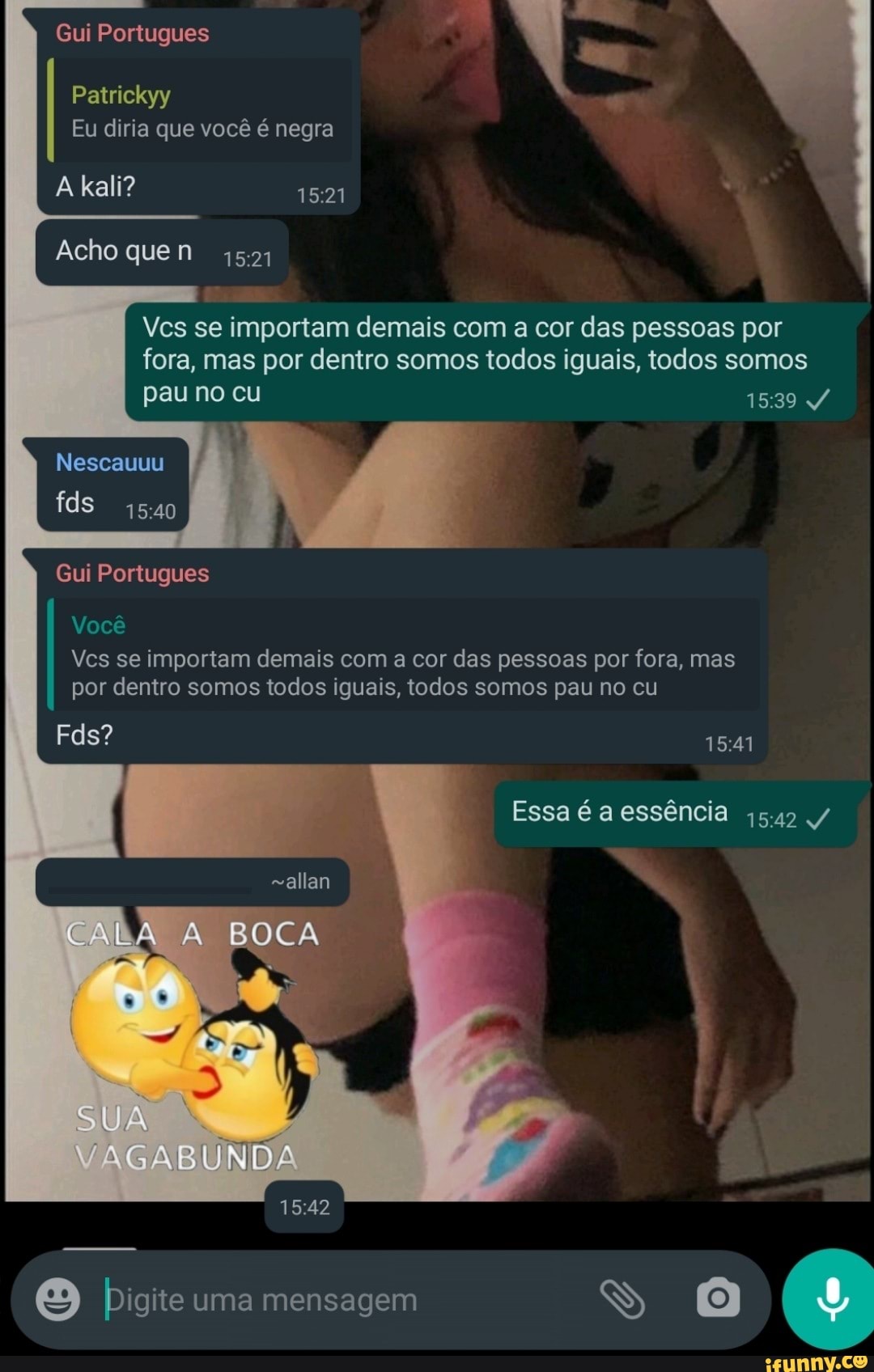 Gui Portugues
Patrickyy
Eu diria que você é negra
kali?
Acho quen 45.21
Vcs se importam demais com a cor das pessoas por fora, mas por dentro somos todos iguais, todos somos
pau no cu
Nescauuu fds
Gui Portugues
Você
Vcs se importam demais com a cor das pessoas por fora, mas por dentro somos todos iguais, todos somos pau no cu
Fds?
Essa é a essência /
allan
BOCA
VAGABUNDA
Digite uma mensagem YB