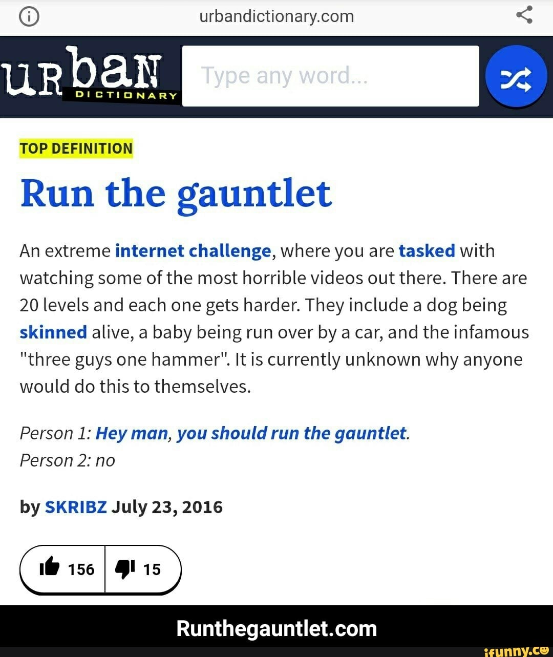 Run the gauntlet challenge