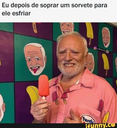 Eu depois de soprar um sorvete para ele esfriar