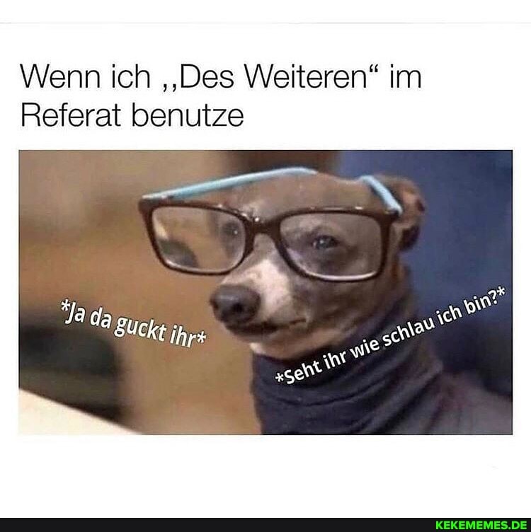 \Wenn ich "Des Weiteren" im
Referat benutze