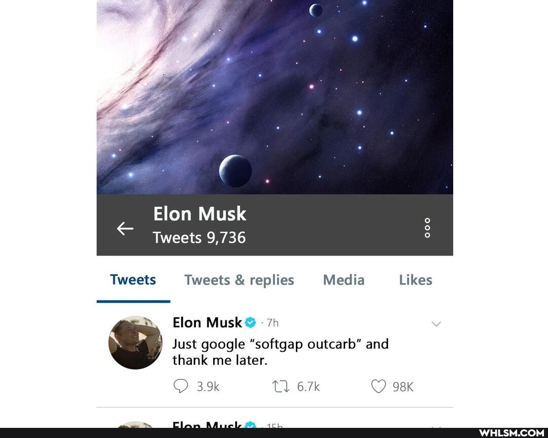 Elon Musk
Tweets 9,736
Tweets Tweets & replies Media Likes
Elon Musk
Just google "softgap outcarb" and thank me later.
3.9k