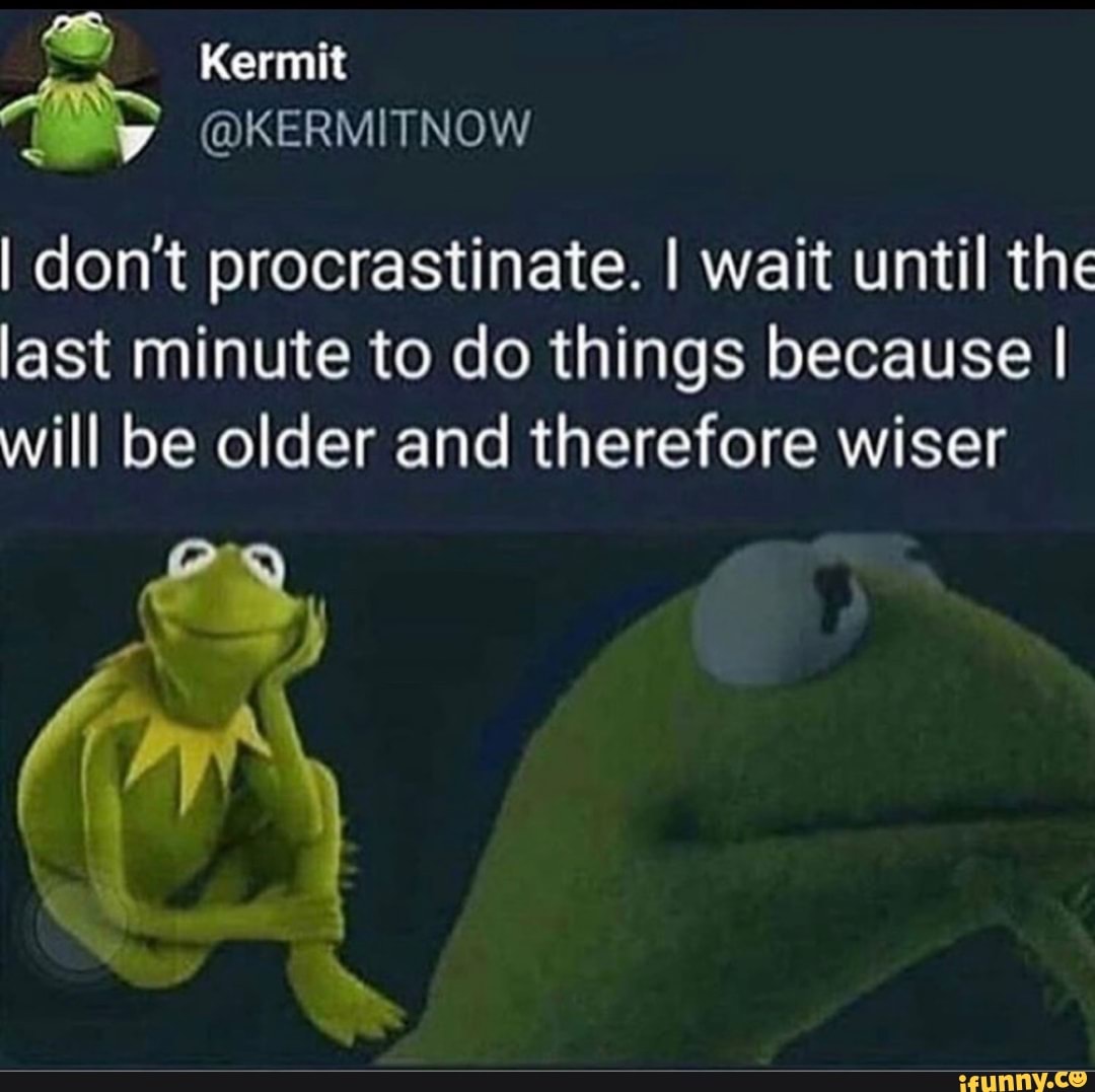 I don't procrastinate. I wait until the last minute to do things ...