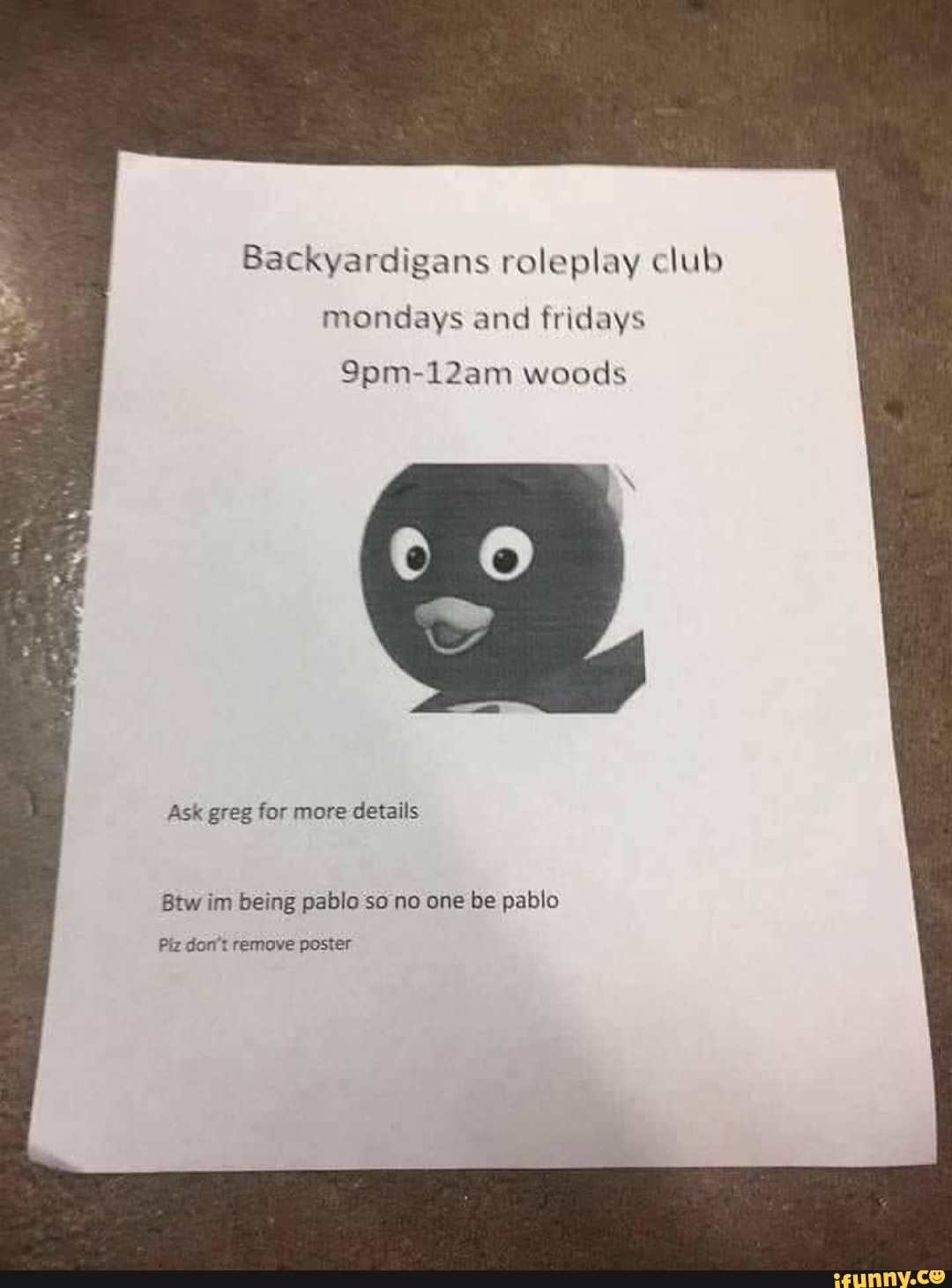 Backyardigans roleplay club mondays and fridays Spmi2am woods Ask greg