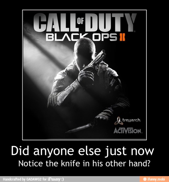 Did anyone else just now
Notice the knife in his other hand? - Did anyone else just now
Notice the knife in his other hand?
