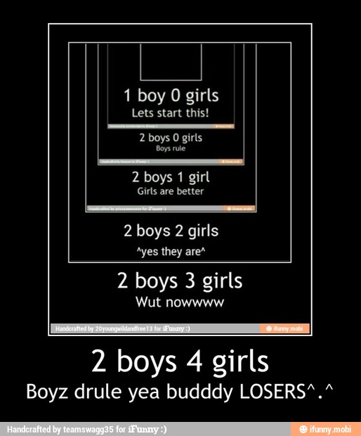 2 boys 4 girls
Boyz drule yea budddy LOSERS^.^