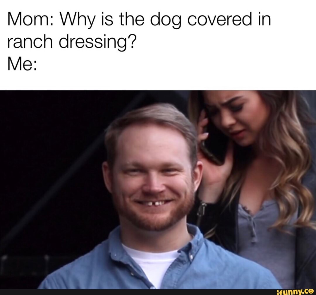 Mom Why is the dog covered in ranch dressing? Me iFunny