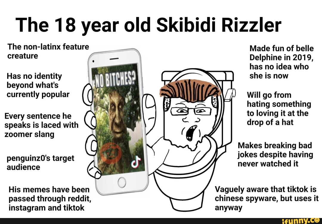 The 18 year old Skibidi Rizzler The non-latinx feature Made fun of