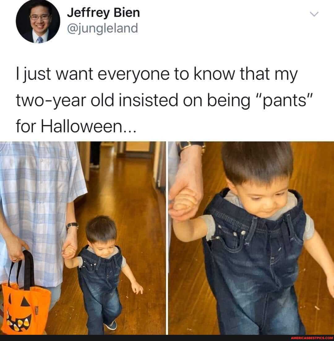Jeffrey Bien y @jungleland
I just want everyone to know that my two-year old insisted on being "pants" for Halloween...