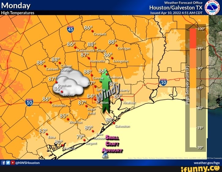 Weather Forecast Office Monday Issued Apr 10, 2022 AM TX CDT. High