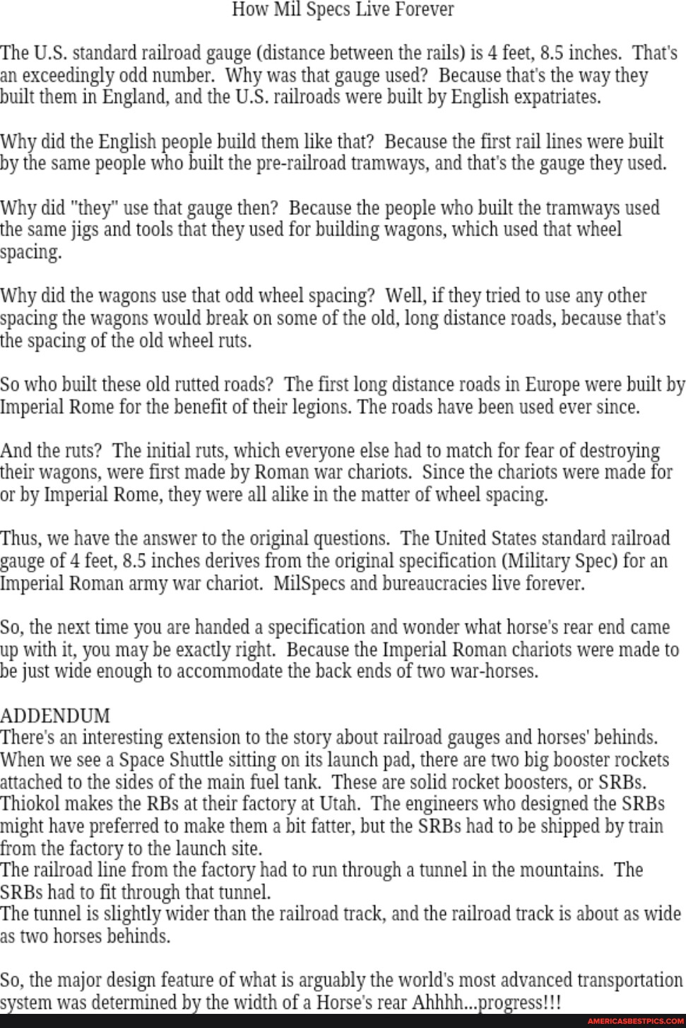 How Mil Specs Live Forever The U S Standard Railroad Gauge distance 