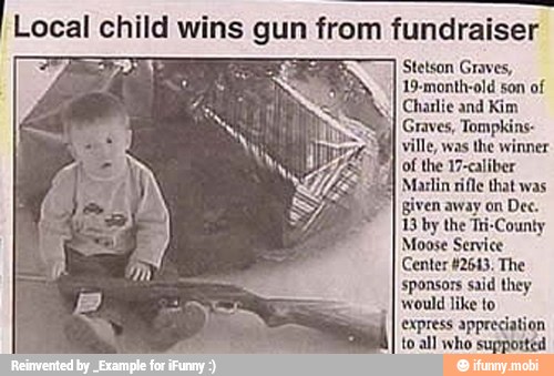 Local child wins gun from fundraiser
Stetson Graves,
19-monthold son of
Charlie and Kim
II
Graves, Tompkins-
ville, was lhe winner
of the 17-caliber
Marlin rifle thatwas
given away on Dec.
13 by the Tri-County
Moose Service
Center #2613. The
sponsors said they
would like to