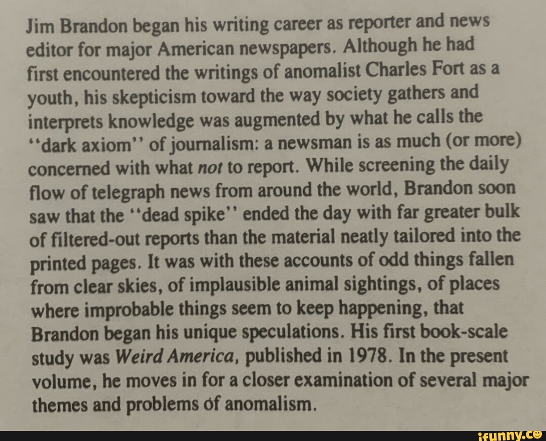 Jim Brandon Began His Writing Career As Reporter And News Editor For ...