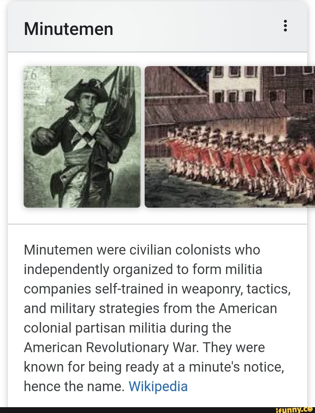 Minutemen Minutemen were civilian colonists who independently organized