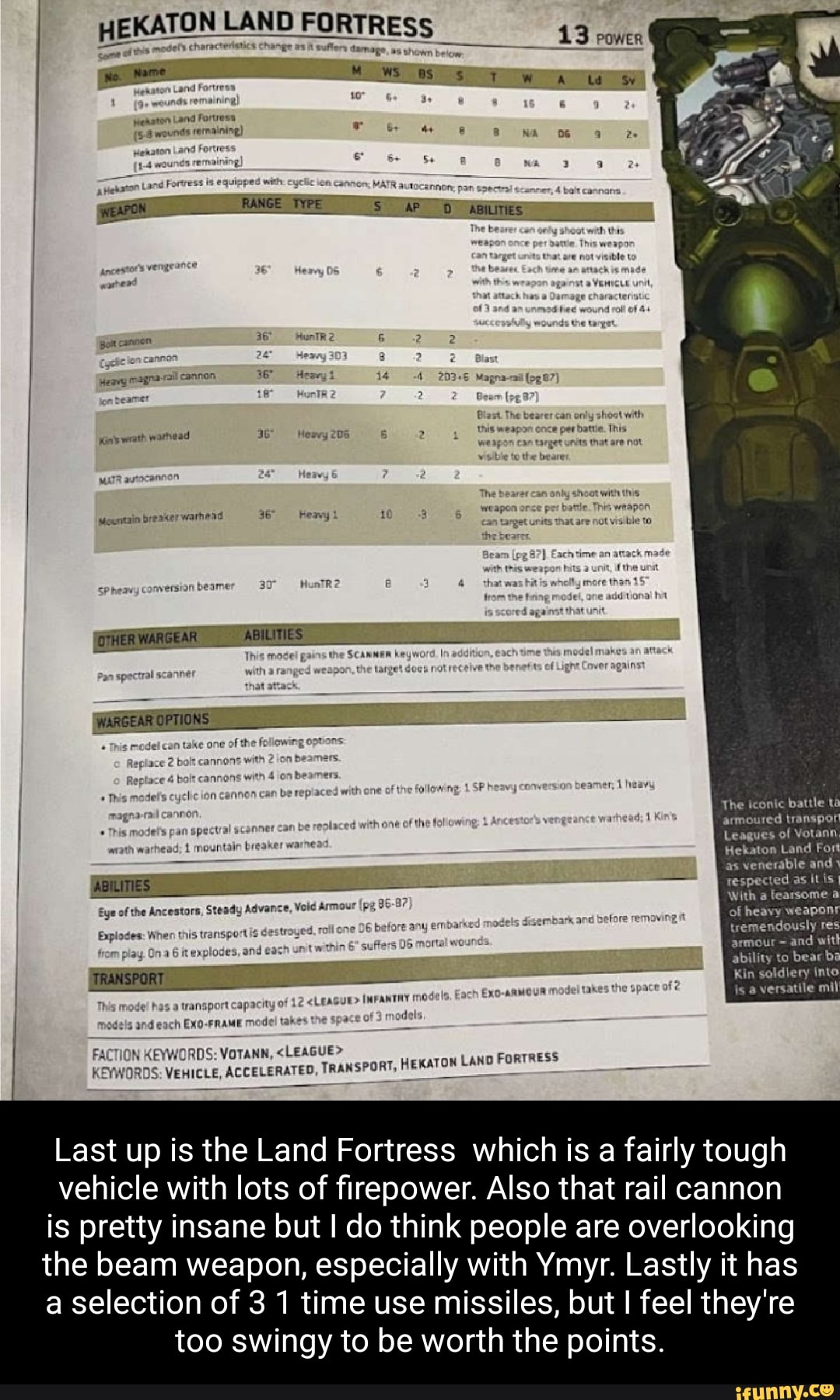 HEKATON LAND FORTRESS power la The iconic battle ta armoured transport