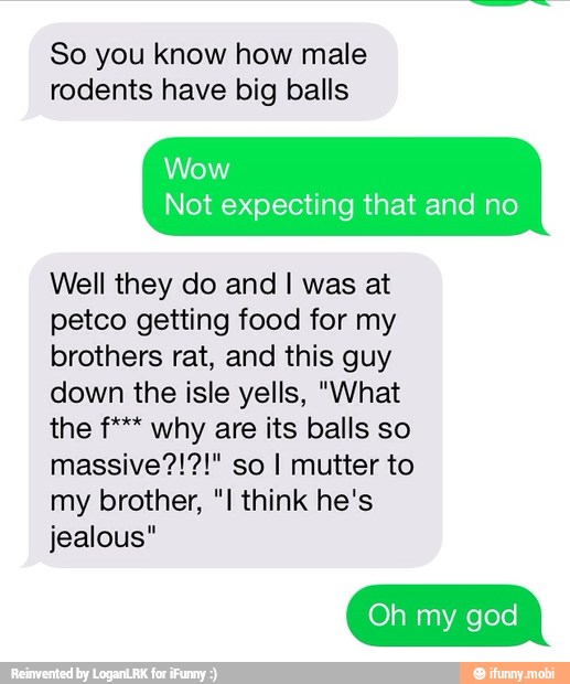 So you know how male rodents have big balls Not expecting that and no Well they do and I was at
