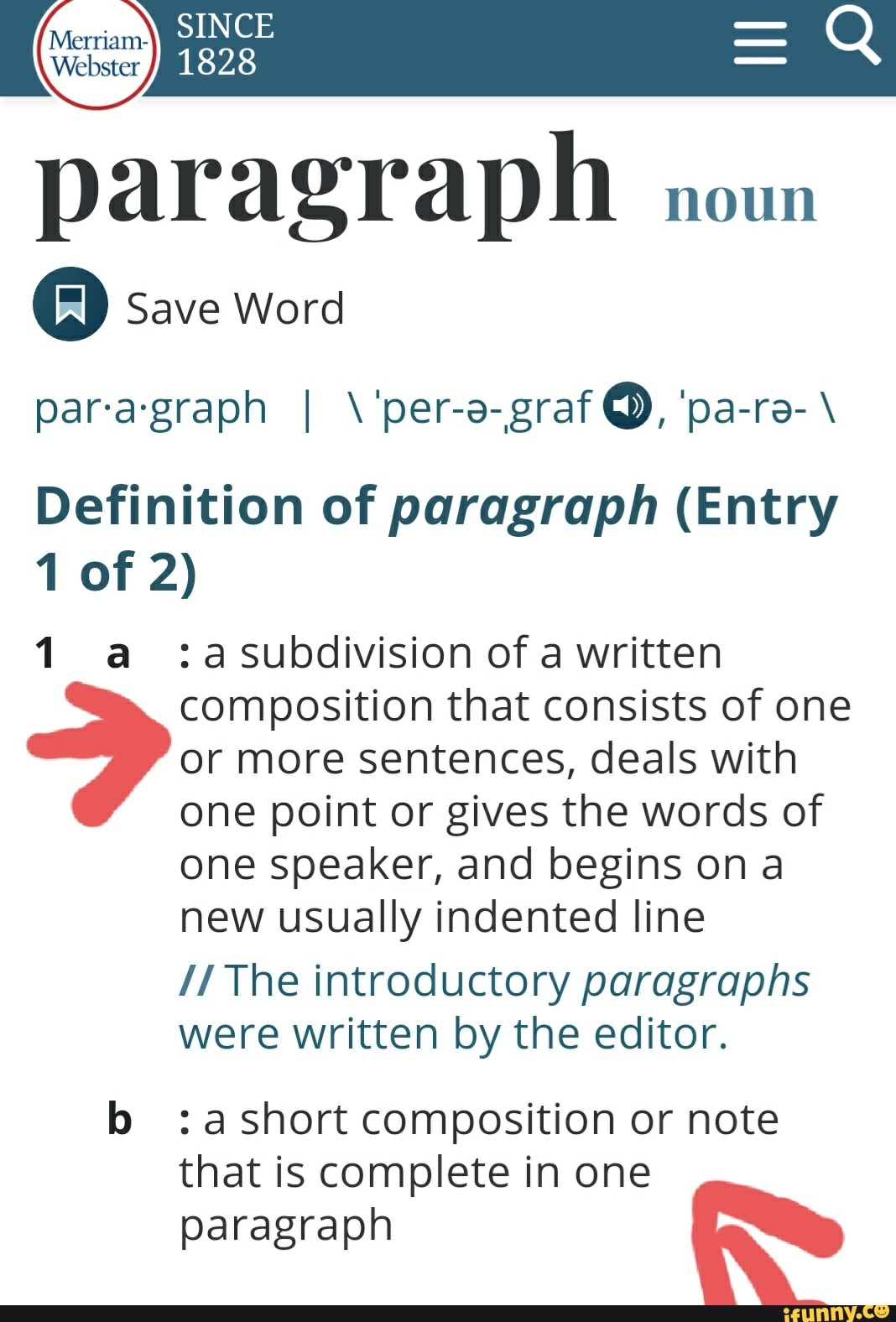 1828 paragraph noun Save Word paragraph I \'peragraf, 'para \ Definition of paragraph