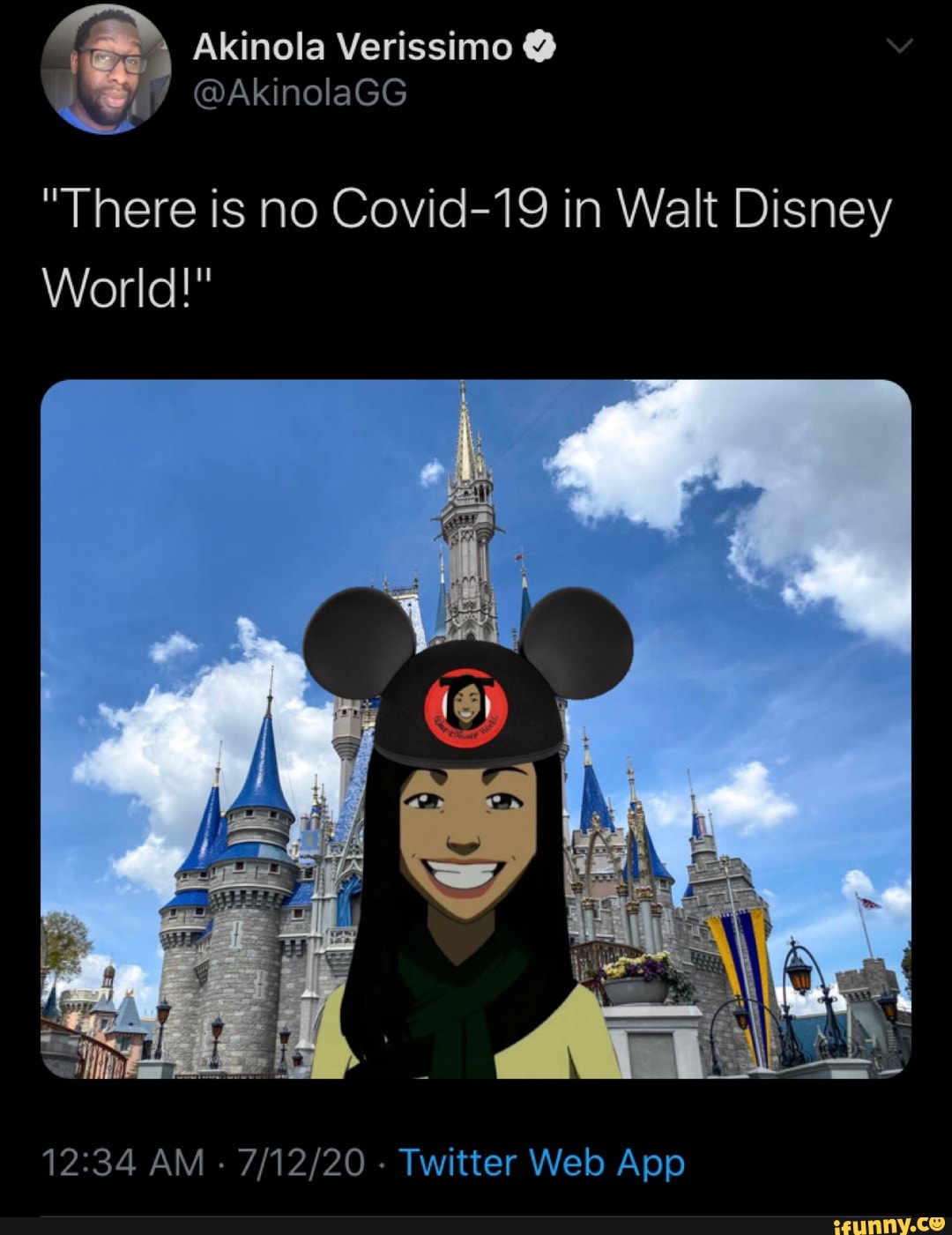 "There is no Covid-19 in Walt Disney
12:34 AM
Twitter Web App