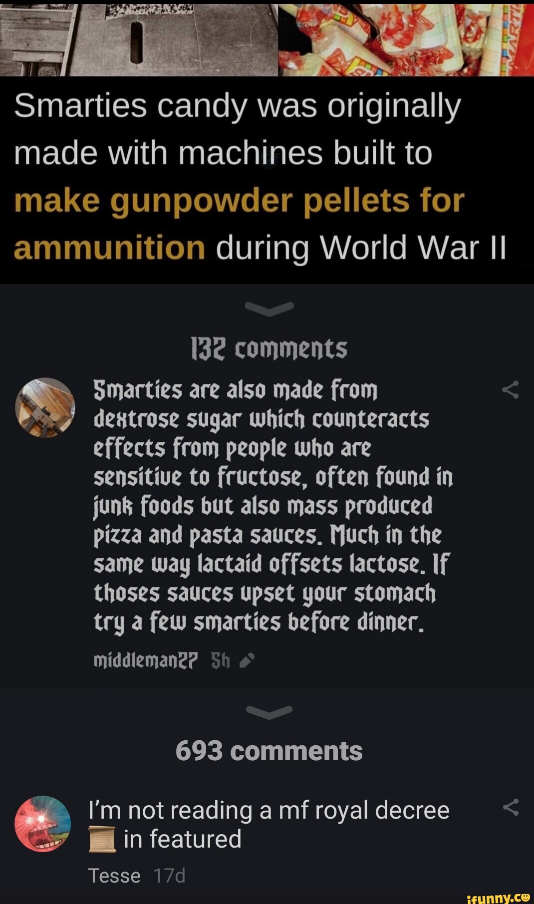 Smarties candy was originally made with machines built to make