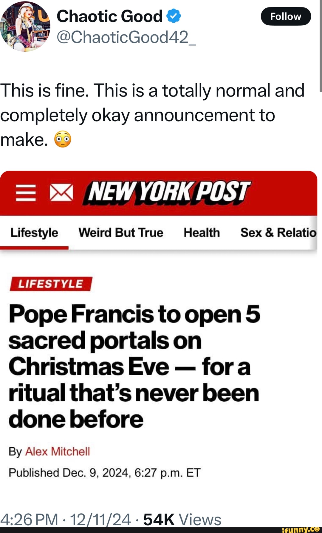 This is fine. This is a totally normal and completely okay announcement ...