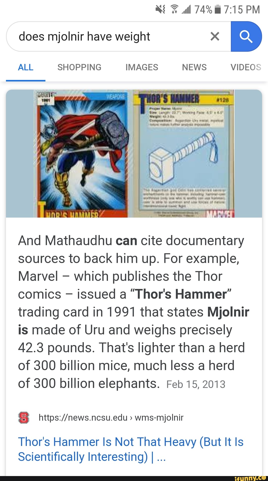 Does mjolnir have weight X ALL SHOPPING IMAGES NEWS VIDEO, And