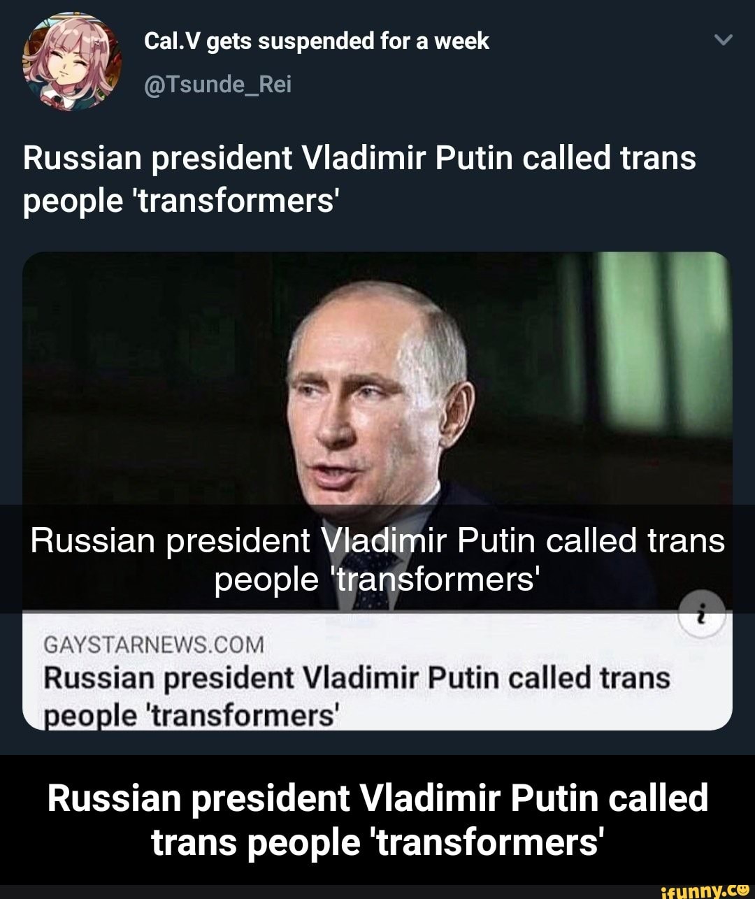 Russian president Vladimir Putin called trans people 'transformers ...