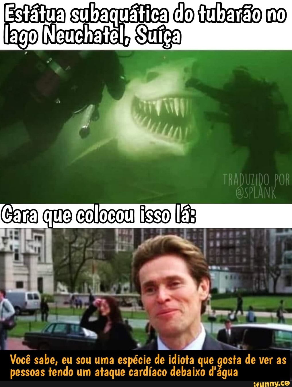 Estima mo lago Sua
Cara Cara que
Você sabe, eu sou uma espécie de idiota que gosta de ver as pessoas tendo um ataque cardíaco debaixo d'água