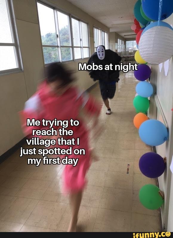 Gotta sleep in one of the villagers bed at night Me trying to reach