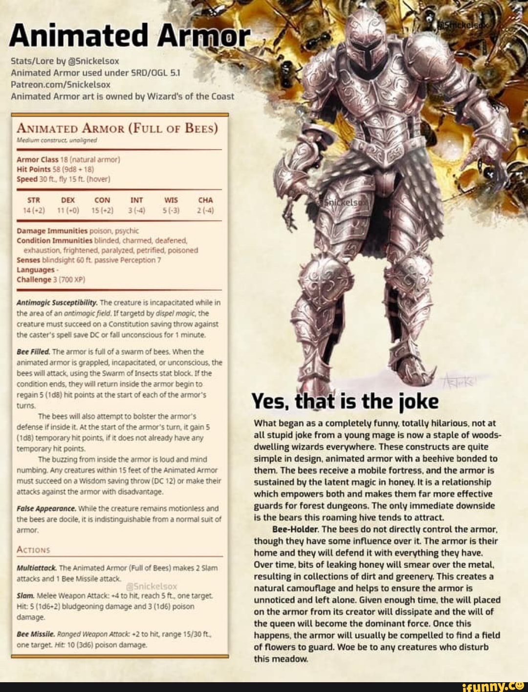 A Animated A Stats/Lore by @Snickelsox Animated Armor used under SRD ...