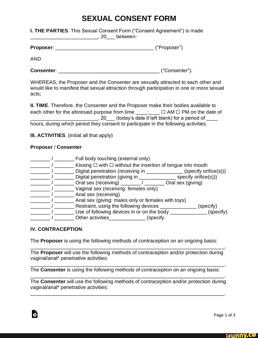 Sexual Consent Form 1 The Parties This Sexual Consent Form Consent