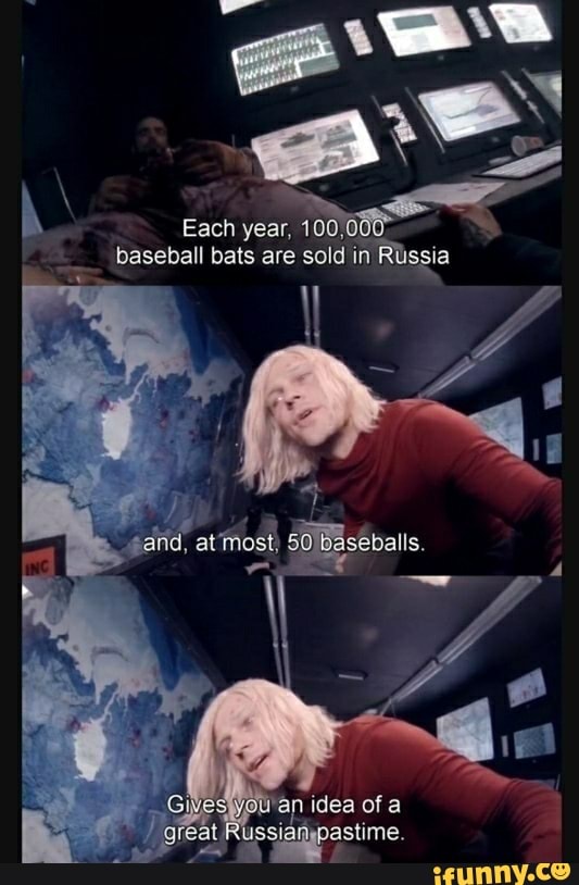 Baseball bats are sold in Russia balls. Give an idea of a at
