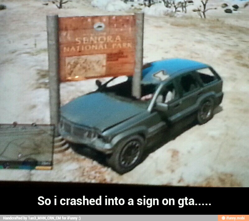 So i crashed into a sign on gta.....