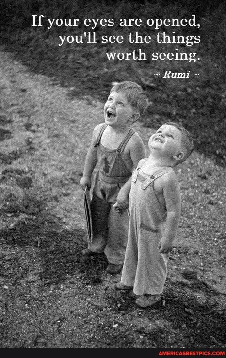 If your eyes are opened, you'll see the things worth seeing.
~ Rumi ~